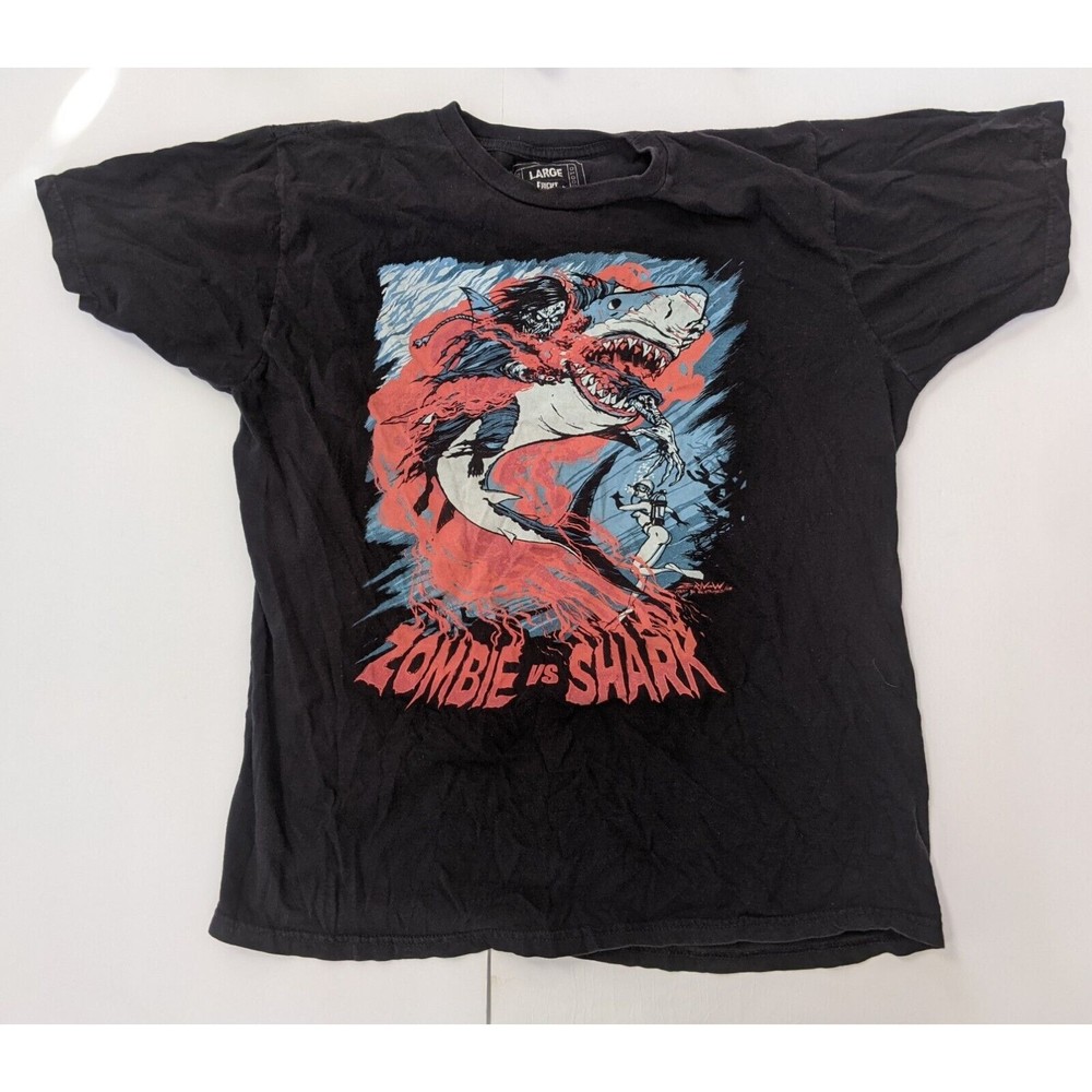 Fright Rags LARGE Zombie Vs Shark Short Sleeve T Shirt Zombi 2 Fulci